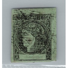 ARGENTINA 1864 GJ 4 CORRIENTES ESTAMPILLA COLOR VERDE AMARILLO CON MATASELLO POSTAL EN FRAGMENTO MUY RARO U$ 80